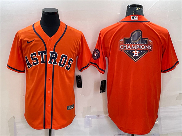 Houston Astros Orange 2022 World Series Champions Team Big Logo With Patch Cool Base Stitched Jersey