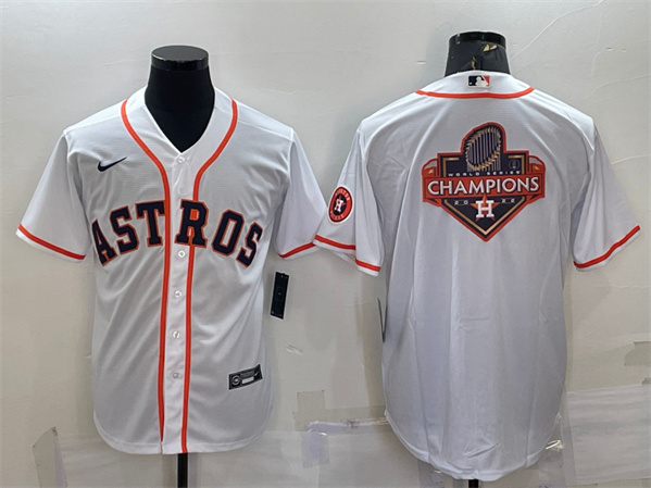 Houston Astros White 2022 World Series Champions Team Big Logo With Patch Cool Base Stitched Jersey