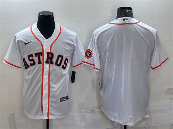 Houston Astros Blank White With Patch Cool Base Stitched Jersey