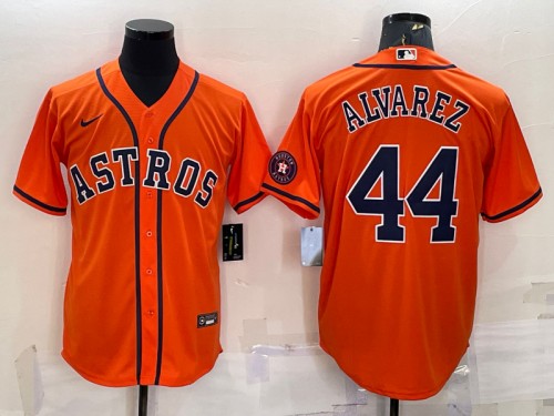 Houston Astros #44 Yordan Alvarez Orange With Patch Cool Base Stitched Jersey
