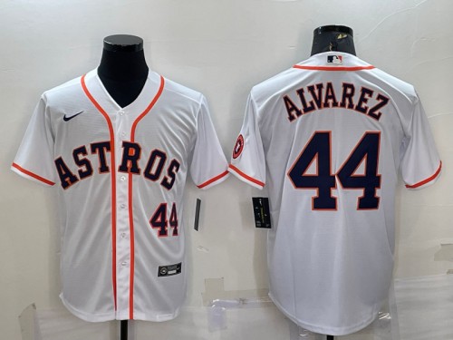 Houston Astros #44 Yordan Alvarez White With Patch Cool Base Stitched Jersey