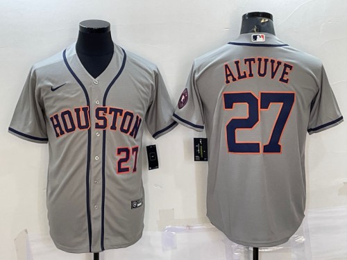 Houston Astros #27 Jose Altuve Gray With Patch Cool Base Stitched Jersey