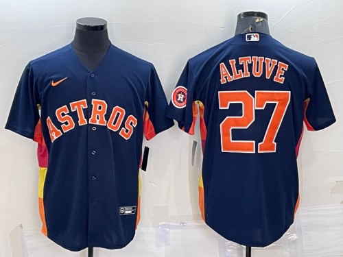 Houston Astros #27 Jose Altuve Navy With Patch Cool Base Stitched Jersey