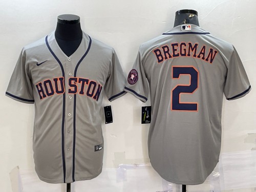 Houston Astros #2 Alex Bregman Gray With Patch Cool Base Stitched Jersey