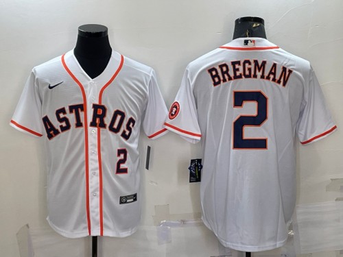 Houston Astros #2 Alex Bregman White With Patch Cool Base Stitched Jersey
