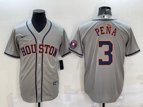 Houston Astros #3 Jeremy Pena Gray With Patch Cool Base Stitched Jersey