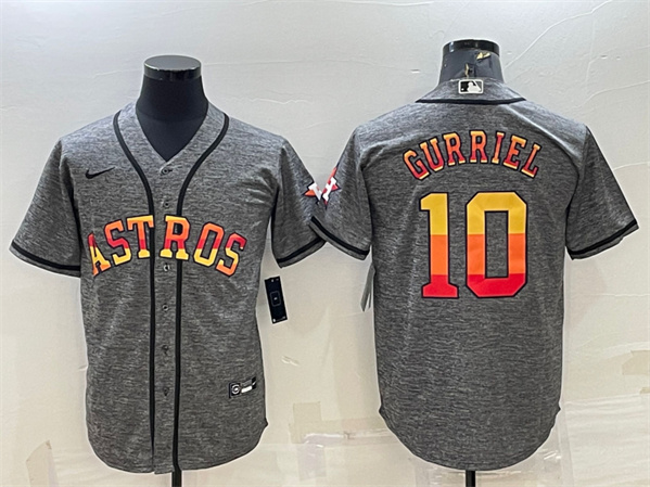 Houston Astros #10 Yuli Gurriel Gray Cool Base Stitched Baseball Jersey