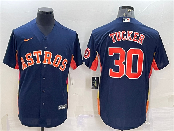 Houston Astros #30 Kyle Tucker Navy With Patch Cool Base Stitched Jersey