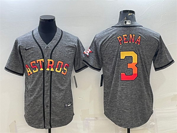 Houston Astros #3 Jeremy Pena Grey Cool Base Stitched Baseball Jersey