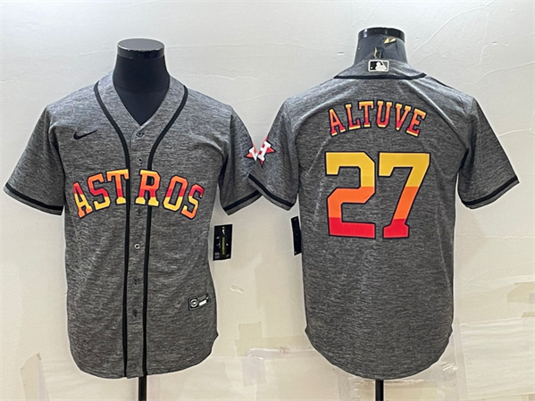 Houston Astros #27 Jose Altuve Grey Cool Base Stitched Baseball Jersey