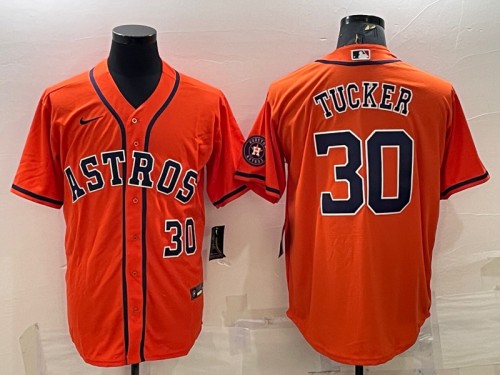 Houston Astros #30 Kyle Tucker Orange With Patch Cool Base Stitched Jersey