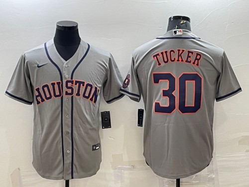 Houston Astros #30 Kyle Tucker Gray With Patch Cool Base Stitched Jersey