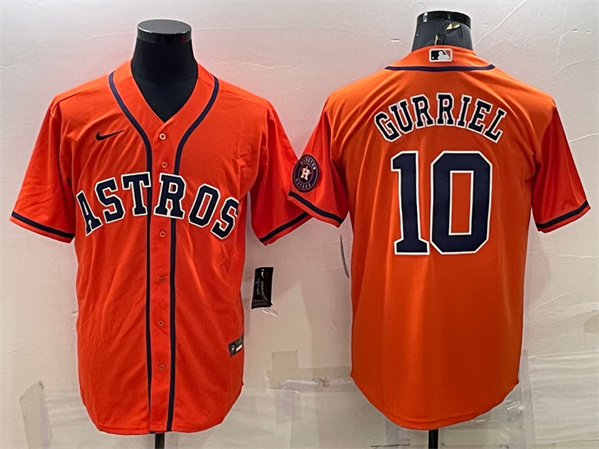 Houston Astros #10 Yuli Gurriel Orange With Patch Cool Base Stitched Jersey