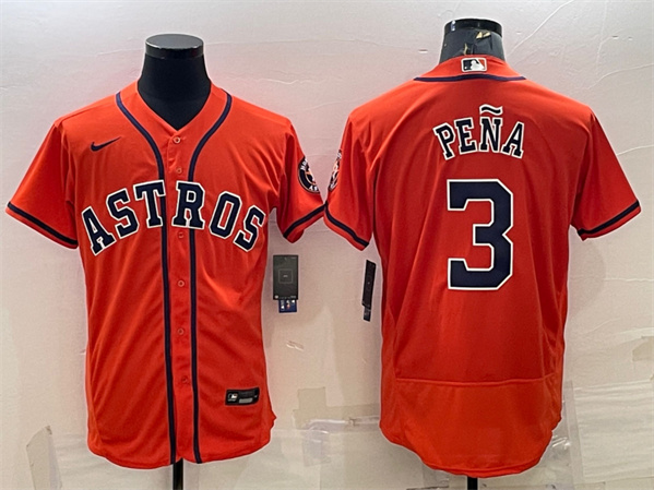 Houston Astros #3 Jeremy Pena Orange Flex Base Stitched Baseball Jersey