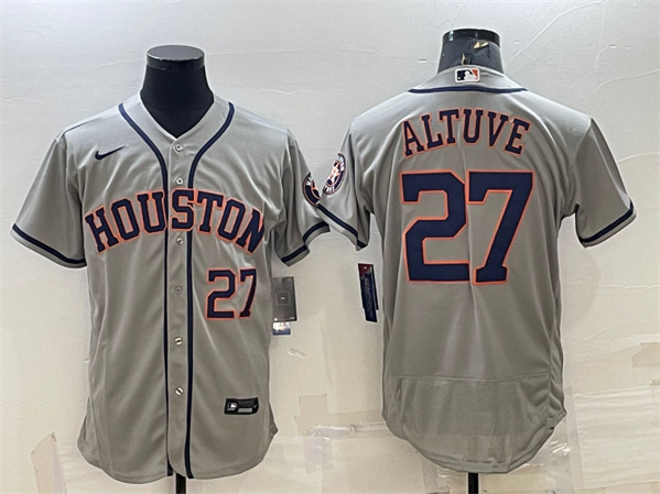 Houston Astros #27 Jose Altuve Grey Flex Base Stitched Baseball Jersey