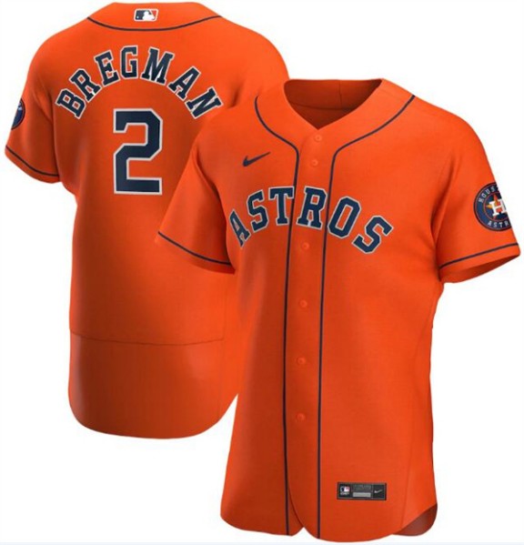 Houston Astros #2 Alex Bregman Orange Flex Base Stitched Jersey