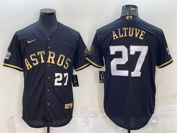 Houston Astros #27 Jose Altuve Black Gold 2022 World Series Stitched Baseball Jersey