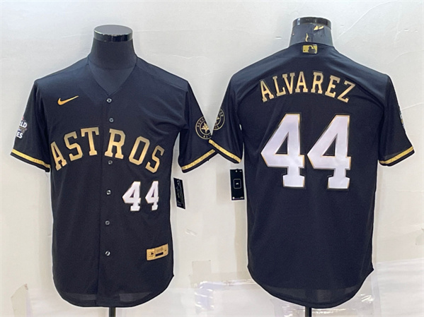 Houston Astros #44 Yordan Alvarez Black Gold 2022 World Series Stitched Baseball Jersey