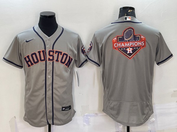 Houston Astros Gray 2022 World Series Champions Team Big Logo Flex Base Stitched Jersey