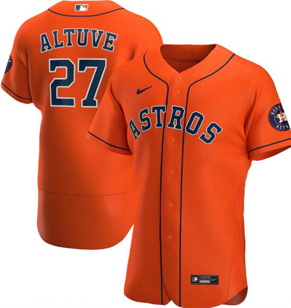 Houston Astros #27 Jose Altuve Orange Flex Base Stitched Jersey