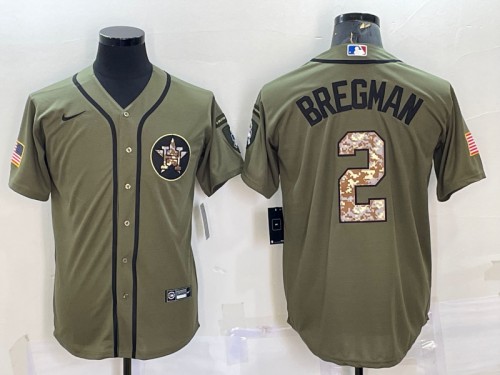 Houston Astros #2 Alex Bregman Olive Salute To Service Cool Base Stitched Jersey