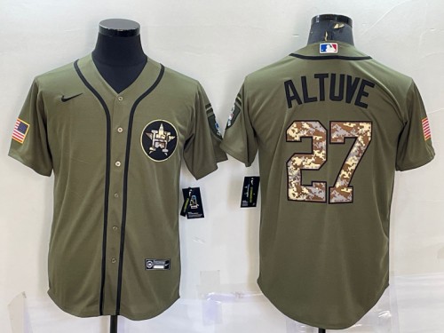 Houston Astros #27 Jose Altuve Olive Salute To Service Cool Base Stitched Jersey