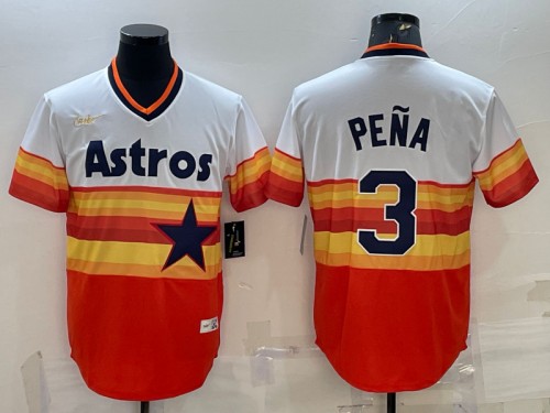 Houston Astros #3 Jeremy Pena Orange Rainbow Cool Base Stitched Jersey