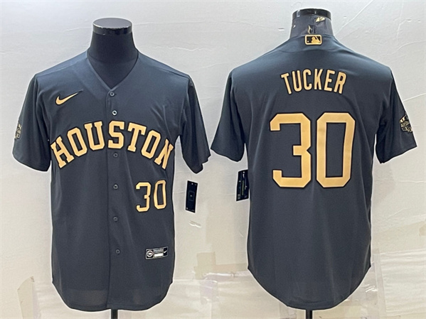 Houston Astros #30 Kyle Tucker 2022 All-Star Charcoal Cool Base Stitched Jersey