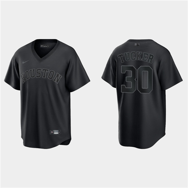 Houston Astros #30 Kyle Tucker Black Pitch Black Fashion Replica Stitched Jersey