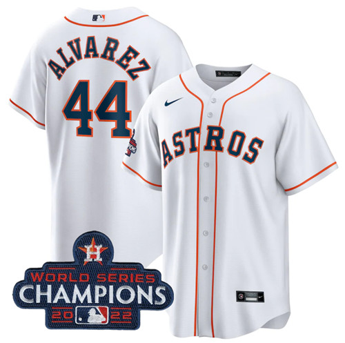 Houston Astros #44 Yordan Alvarez White 2022 World Series Champions Home Stitched Baseball Jersey