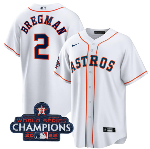 Houston Astros #2 Alex Bregman White 2022 World Series Champions Home Stitched Baseball Jersey
