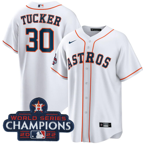 Houston Astros #30 Kyle Tucker White 2022 World Series Champions Home Stitched Baseball Jersey