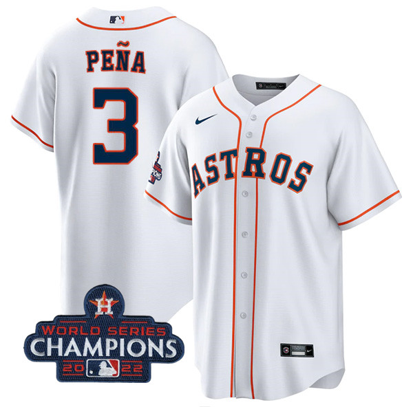 Houston Astros #3 Jeremy Pena White 2022 World Series Champions Cool Base Stitched Baseball Jersey