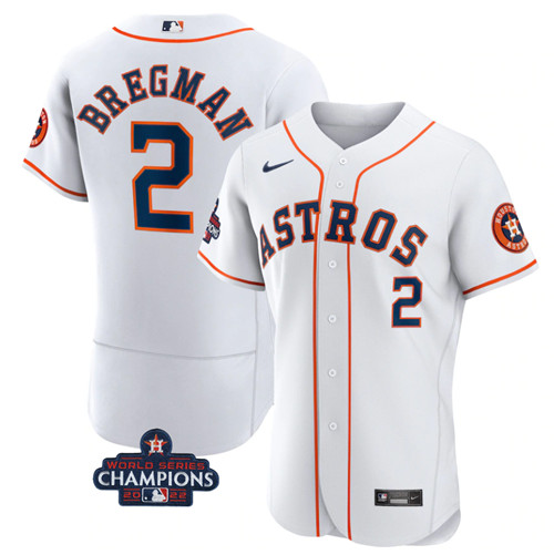 Houston Astros #2 Alex Bregman White 2022 World Series Champions Flex Base Stitched Baseball Jersey