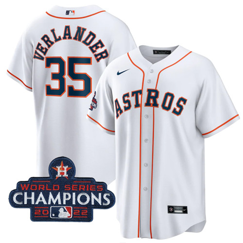 Houston Astros #35 Justin Verlander White 2022 World Series Champions Home Stitched Baseball Jersey