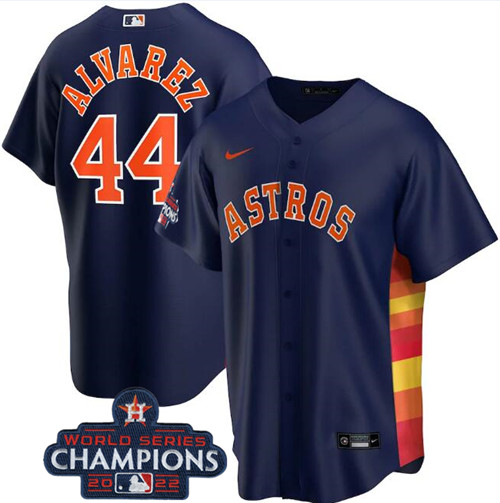 Houston Astros #44 Yordan Alvarez Navy 2022 World Series Champions Stitched Baseball Jersey