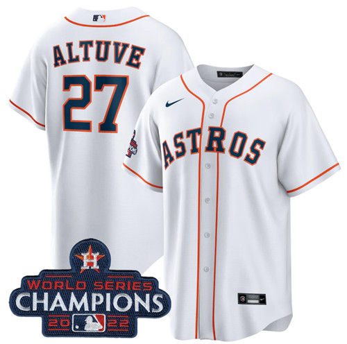 Houston Astros #27 Jose Altuve White 2022 World Series Champions Home Stitched Baseball Jersey