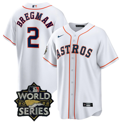 Houston Astros #2 Alex Bregman White 2022 World Series Home Stitched Baseball Jersey