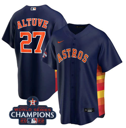 Houston Astros #27 Jose Altuve Navy 2022 World Series Champions Home Stitched Baseball Jersey