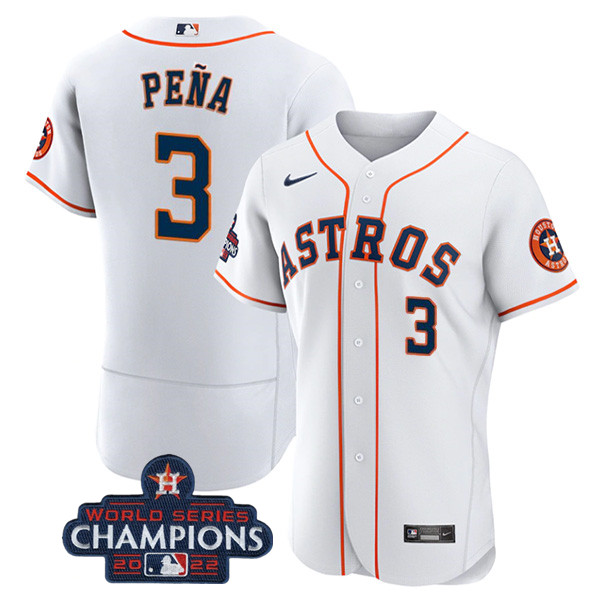 Houston Astros #3 Jeremy Pena White 2022 World Series Champions Flex Base Stitched Baseball Jersey