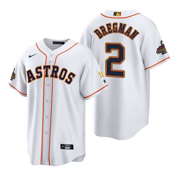 Houston Astros #2 Alex Bregman White Gold 2022 World Series Champions Stitched Baseball Jersey