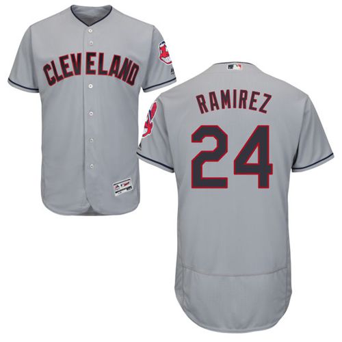 Indians #24 Manny Ramirez Grey Flexbase Authentic Collection Stitched Jersey