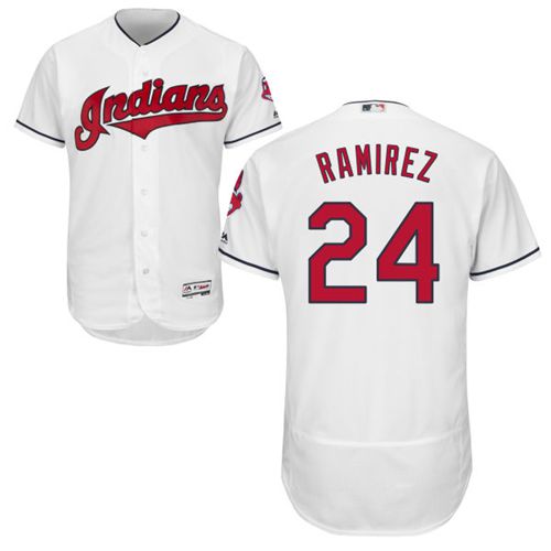 Indians #24 Manny Ramirez White Flexbase Authentic Collection Stitched Jersey