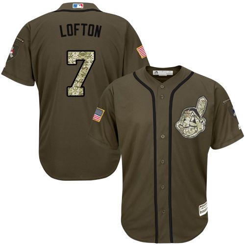 Indians #7 Kenny Lofton Green Salute To Service Stitched Jersey