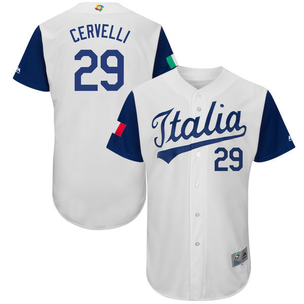 Italy Baseball #29 Francisco Cervelli White 2017 World Baseball Classic Stitched WBC Jersey