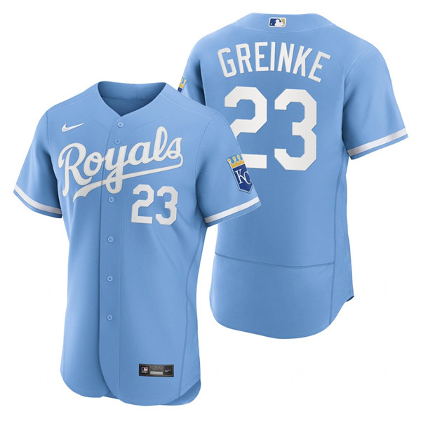 Kansas City Royals #23 Zack Greinke Light Blue Flex Base Stitched Jersey