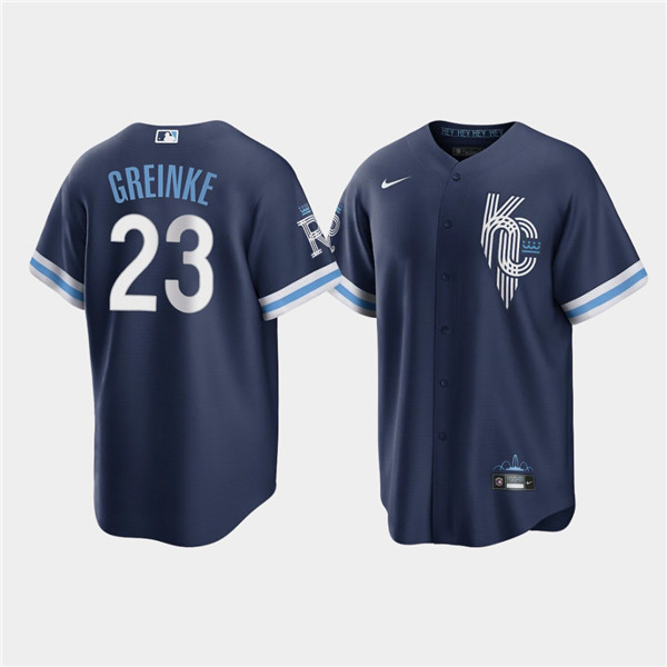 Kansas City Royals #23 Zack Greinke 2022 Navy City Connect Cool Base Stitched Jersey