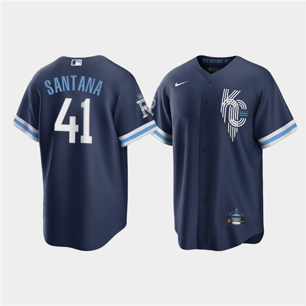 Kansas City Royals #41 Carlos Santana 2022 Navy City Connect Cool Base Stitched Jersey