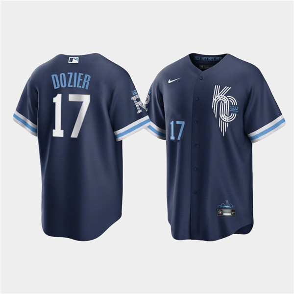 Kansas City Royals #17 Hunter Dozier 2022 Navy City Connect Cool Base Stitched Jersey