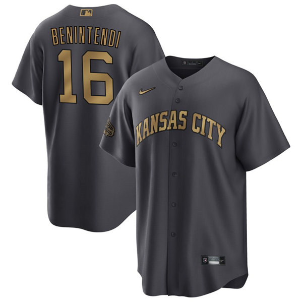 Kansas City Royals #16 Andrew Benintendi Charcoal 2022 All-Star Cool Base Stitched Baseball Jersey